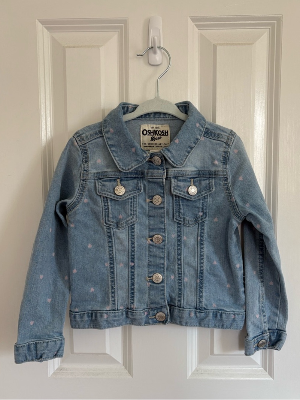 OshKosh B'gosh Light Blue Denim Jacket with Pink Heart Accents
